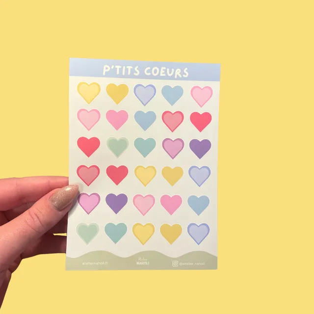 atelier-naholi-planche-stickers-p-tits-c-urs-a6-mat-30-pi-ces image 1