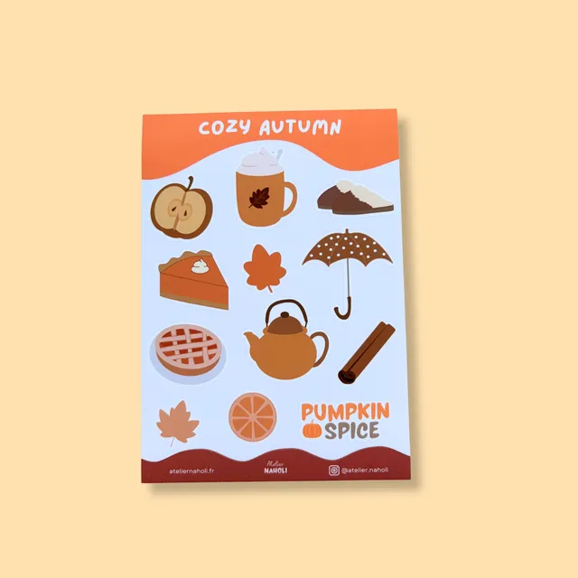 atelier-naholi-planche-stickers-cozy-autumn-a6-papier-mat image 1