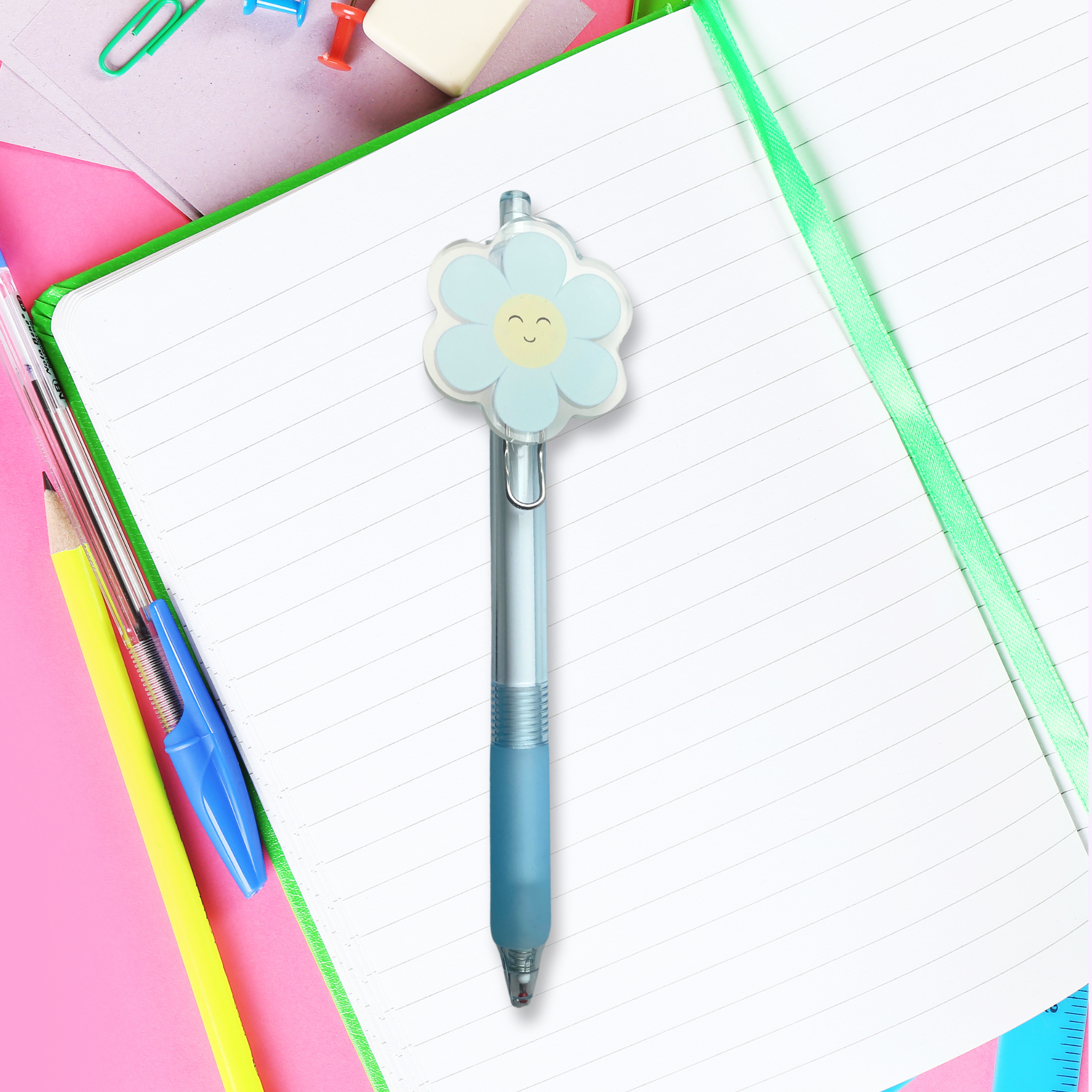 atelier-naholi-stylo-marguerite-daisy-bleue-bille-noire image 2