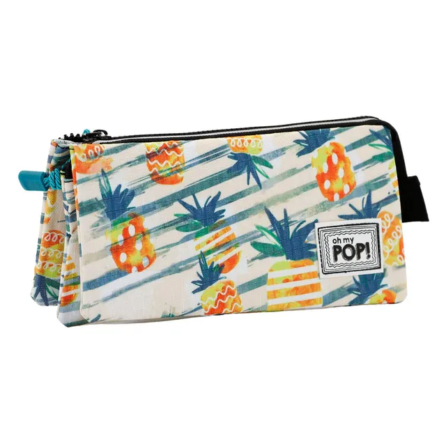 oh-my-pop-ananas-trousse-triple-jaune-23-cm image 1