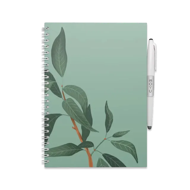 moyu-notebook-a5-lovely-leaf-carnet-effa-able-vert image 1