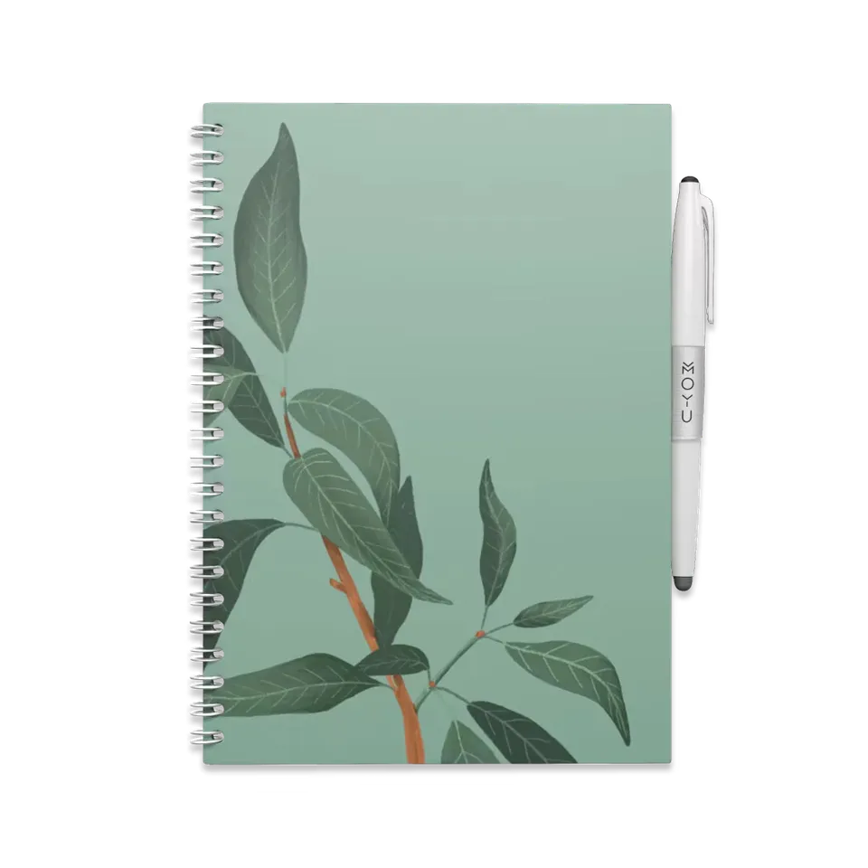 moyu-notebook-a5-lovely-leaf-carnet-effa-able-vert image 1