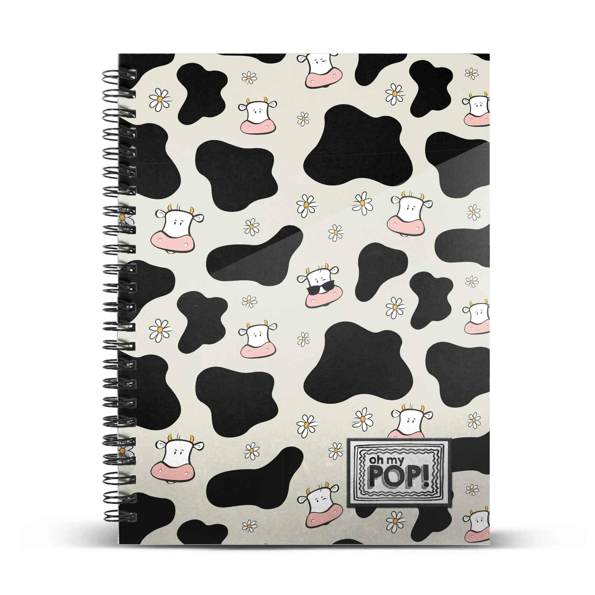 oh-my-pop-cow-cahier-a5-spirale-beige-quadrill image 1
