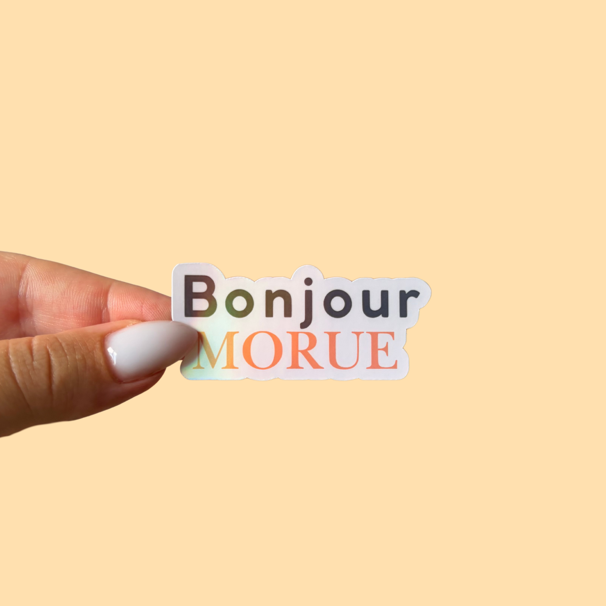 atelier-naholi-bonjour-morue-sticker-holographique-6-cm image 1