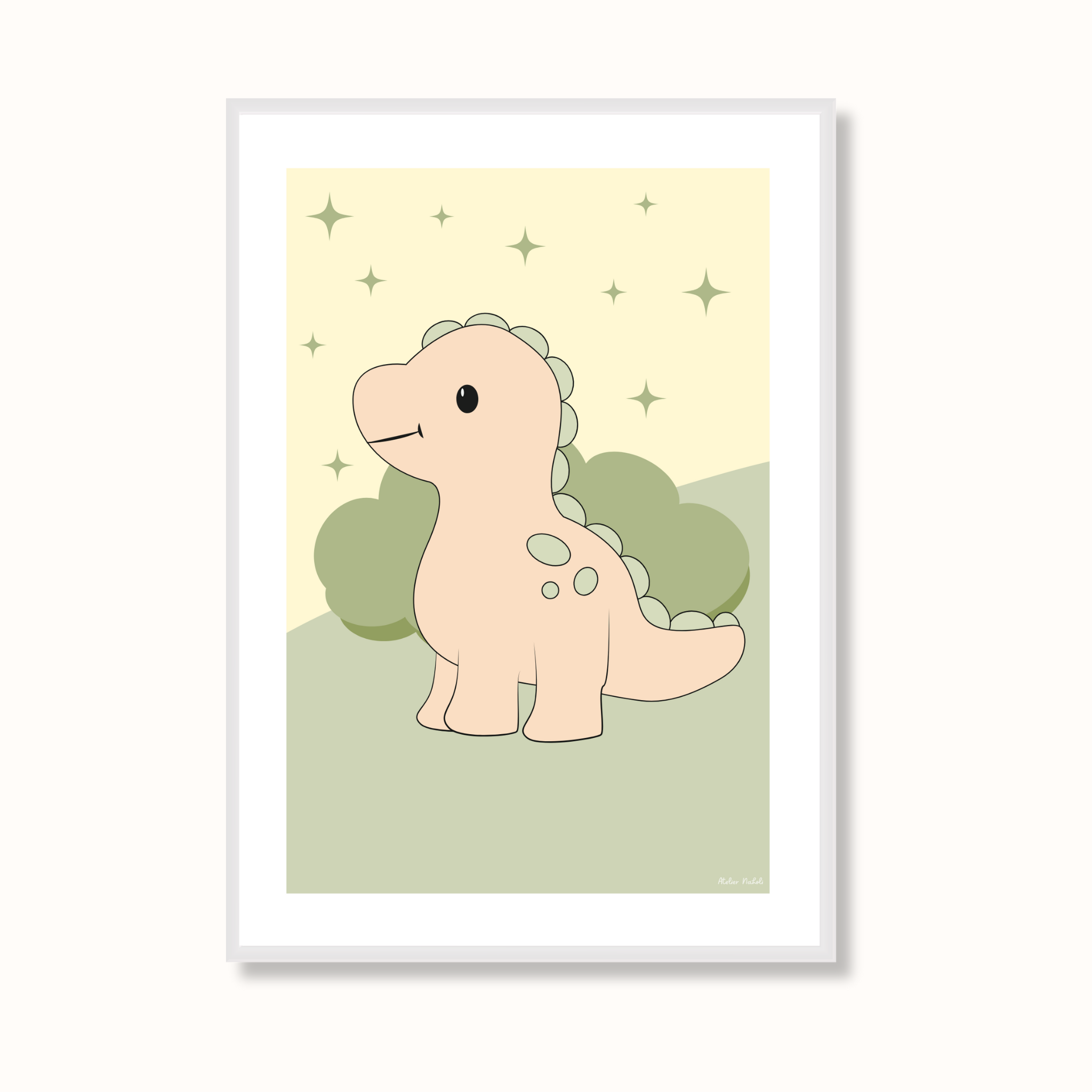 atelier-naholi-affiche-dinosaure-vert-poster-a4-a5 image 2