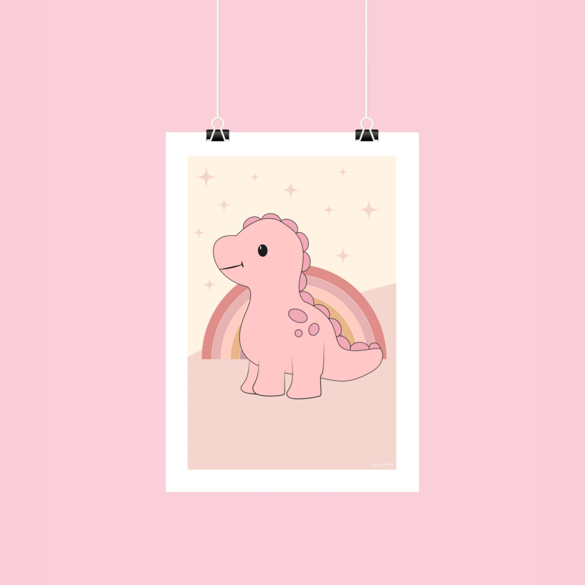 atelier-naholi-dinosaure-rose-affiche-a4-papier-mat-230g image 1