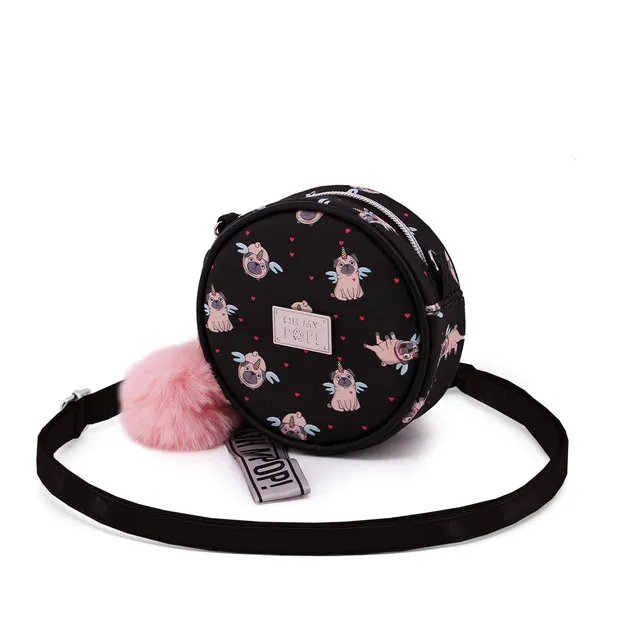 oh-my-pop-pug-petit-sac-rond-noir-bandouli-re image 1