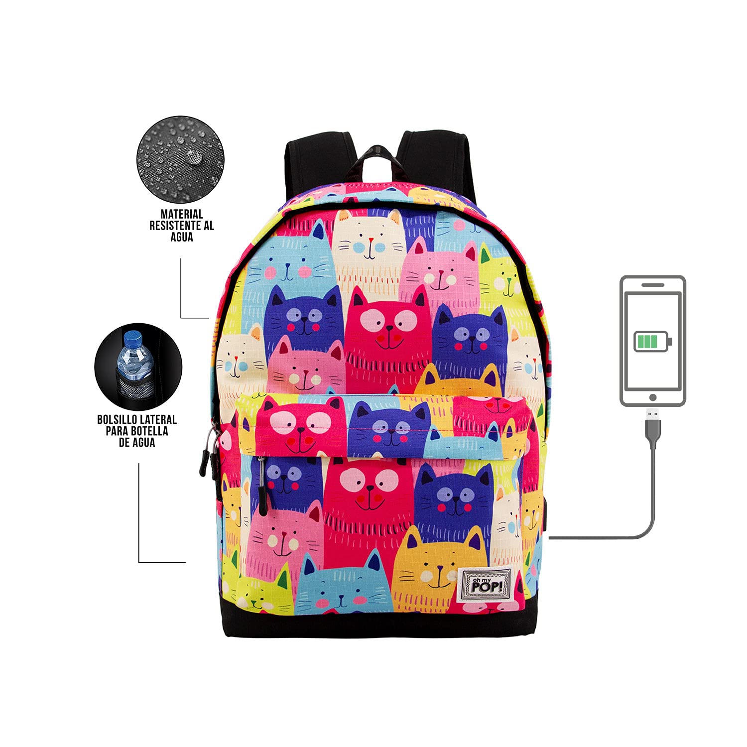 oh-my-pop-cats-sac-dos-hs-1-3-usb-45-cm image 3