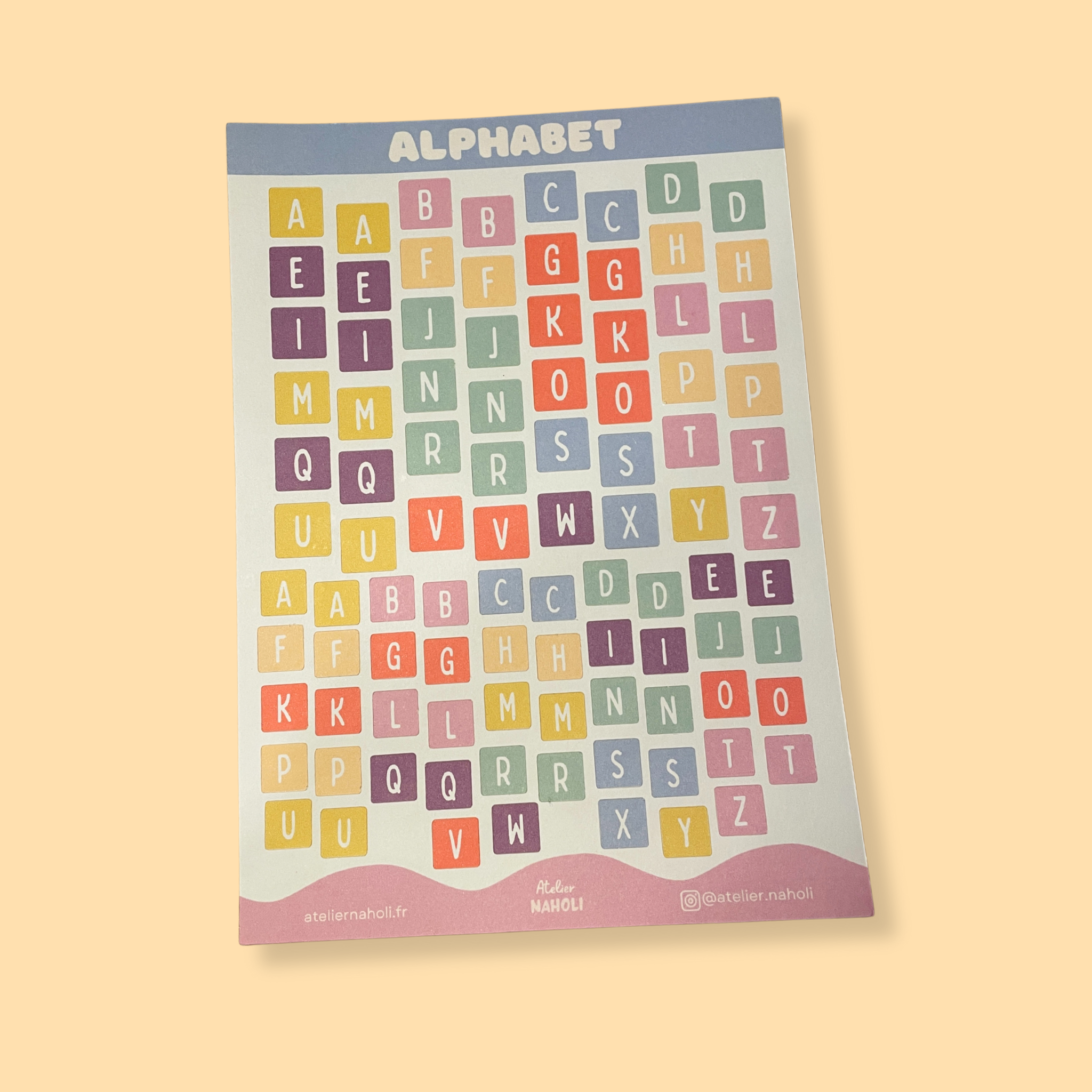 atelier-naholi-planche-de-stickers-alphabet-color-papier-a5 image 3