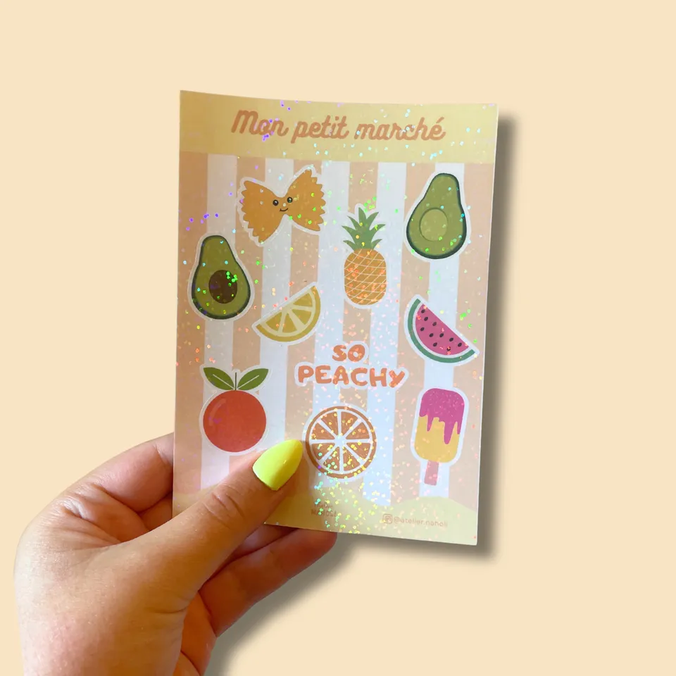atelier-naholi-planche-stickers-mon-petit-march-a6-paillettes image 1