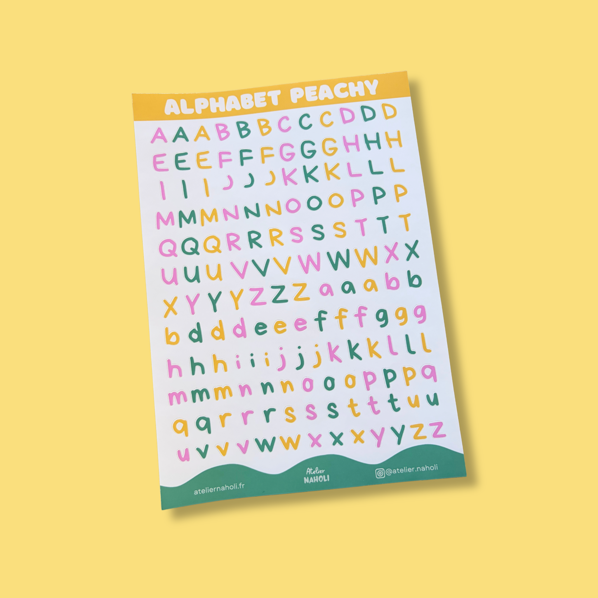 atelier-naholi-planche-stickers-alphabet-peachy-a5-26-motifs image 1