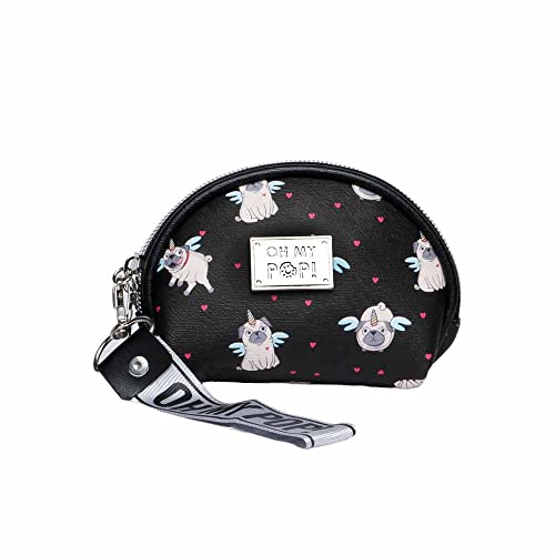oh-my-pop-pug-porte-monnaie-ovale-noir-zipp image 5