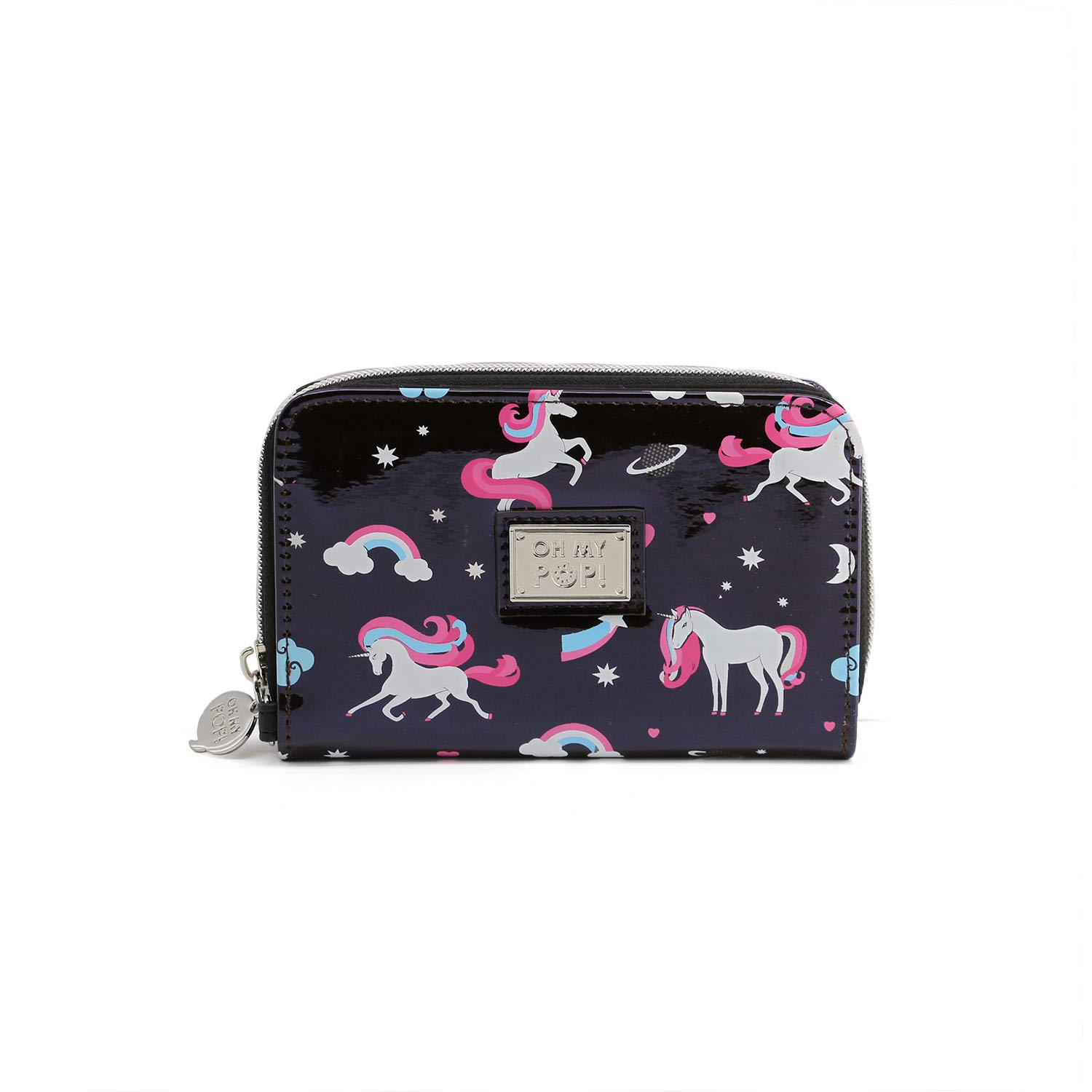 oh-my-pop-licorne-portefeuille-noir-10-x-15-5-cm-zip image 2
