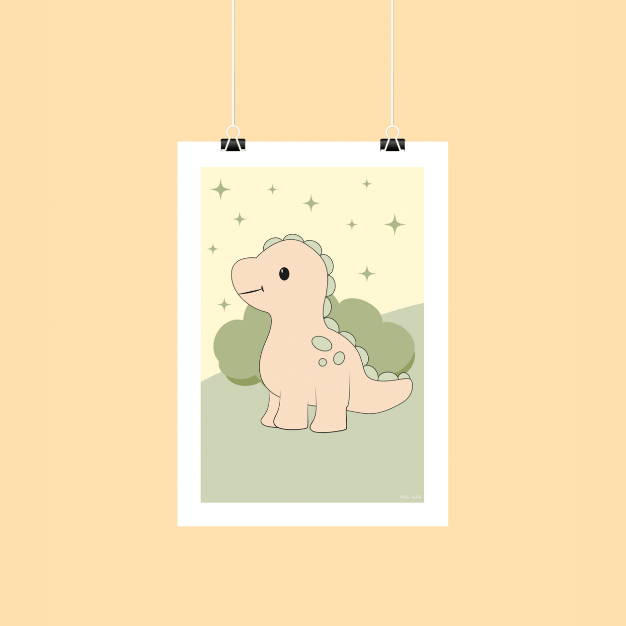 atelier-naholi-affiche-dinosaure-vert-poster-a4-a5 image 1