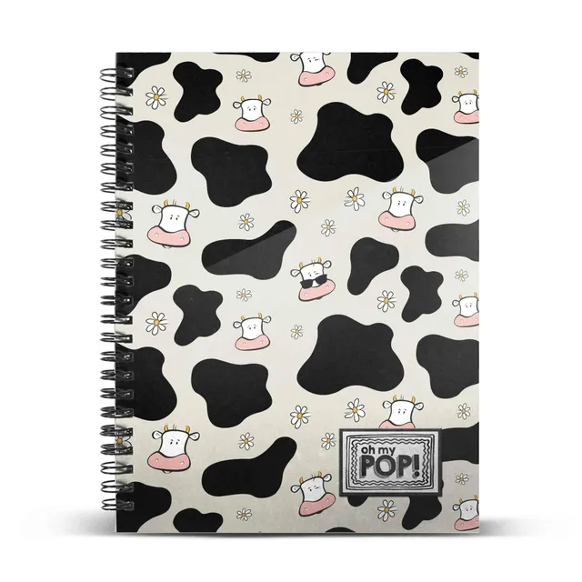 oh-my-pop-cow-cahier-a5-spirale-beige-quadrill image 1