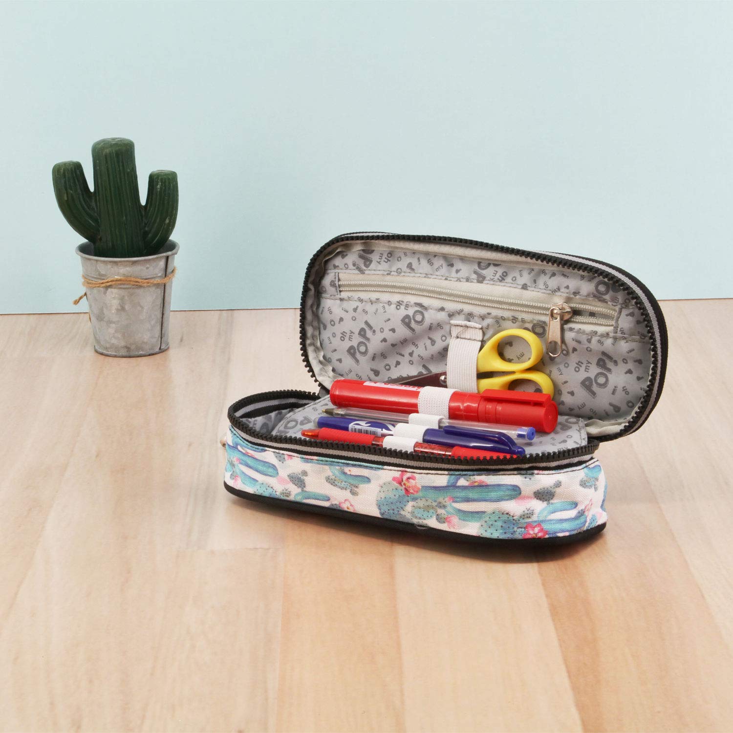 oh-my-pop-cactus-pencil-trousse-vert-avec-organisateur image 4