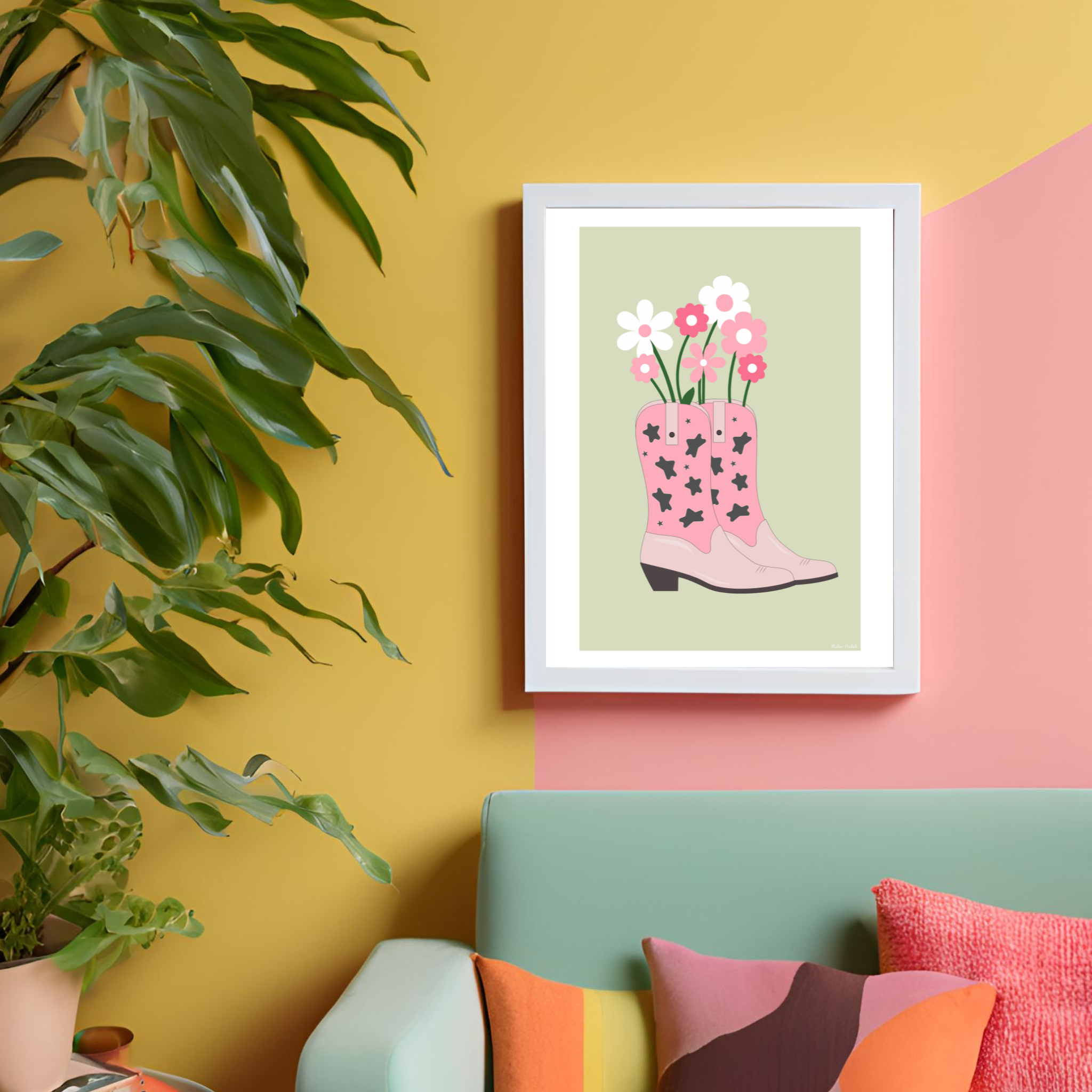 atelier-naholi-santiags-bouquet-fleurs-affiche-a4-boh-me image 3