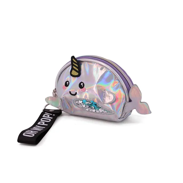 oh-my-pop-narval-porte-monnaie-ovale-argent-zip image 1