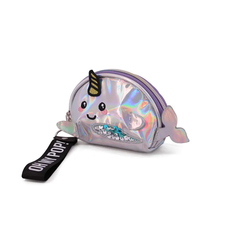 oh-my-pop-narval-porte-monnaie-ovale-argent-zip image 1