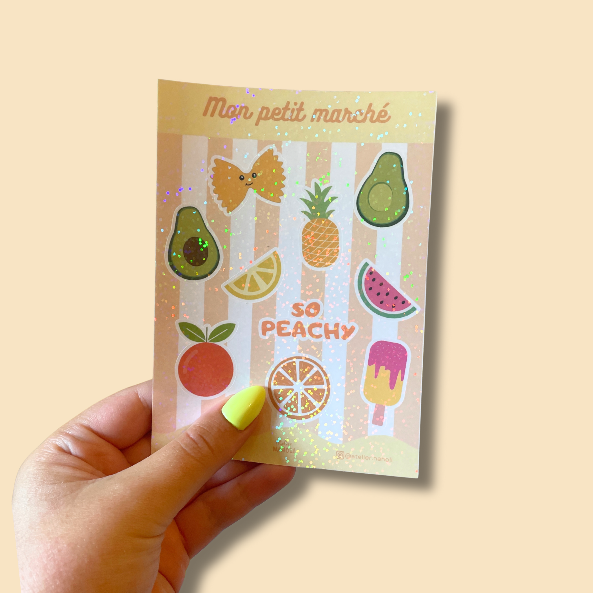 atelier-naholi-planche-stickers-mon-petit-march-a6-paillettes image 1