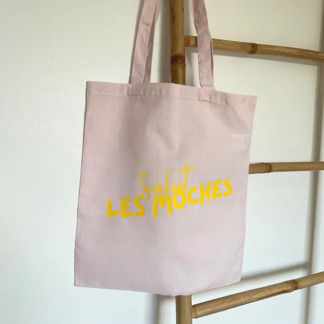 atelier-naholi-tote-bag-salut-les-moches-sac-toile-rose-clair image 1