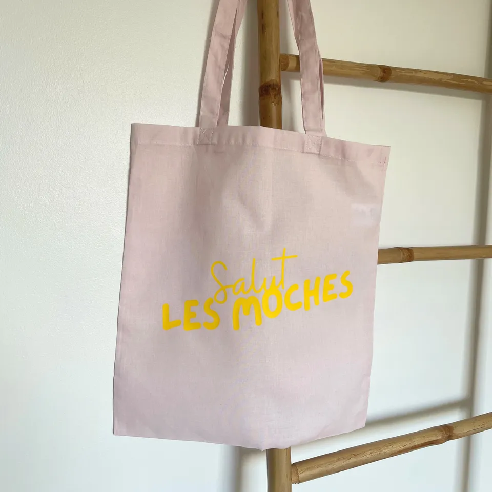 atelier-naholi-tote-bag-salut-les-moches-sac-toile-rose-clair image 1