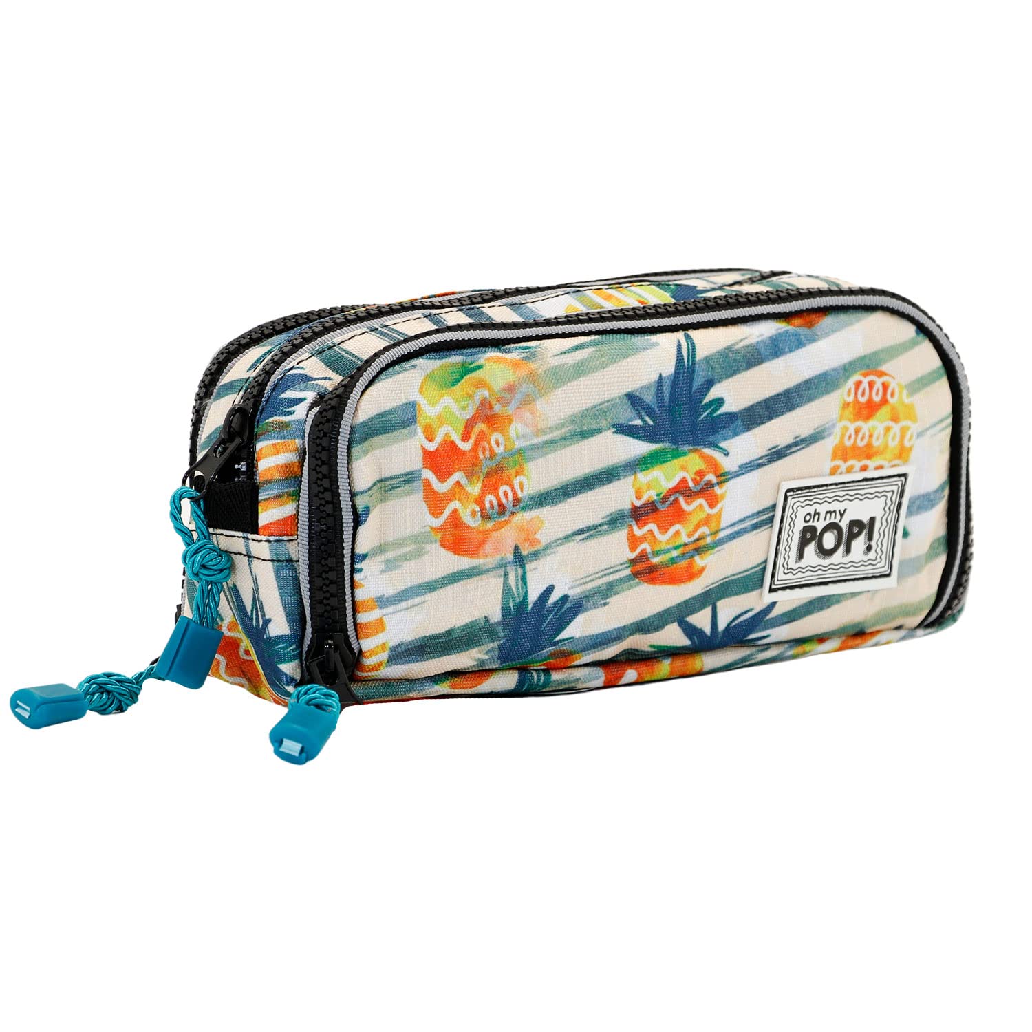 oh-my-pop-ananas-trousse-note-jaune-3-zips image 1