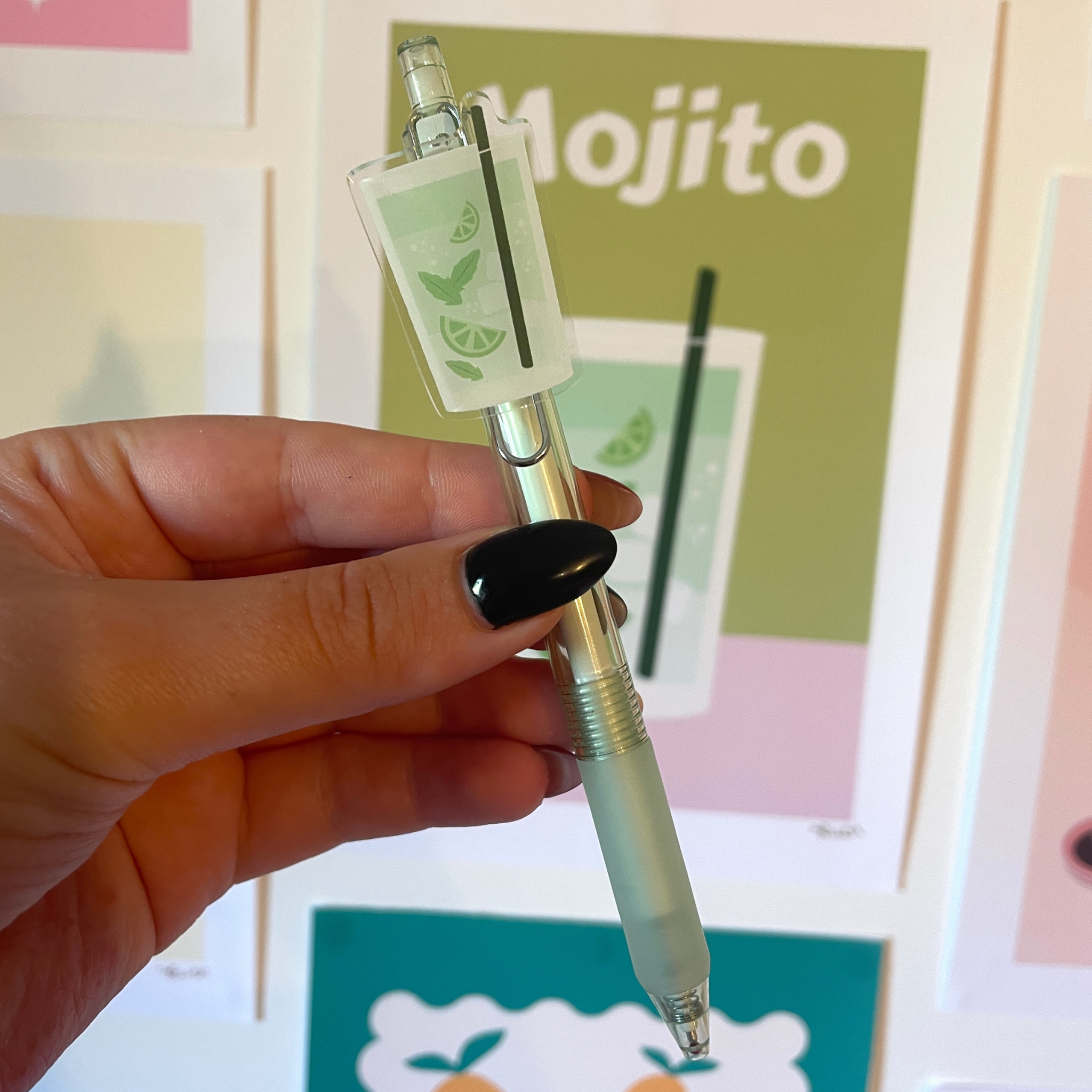 atelier-naholi-stylo-verre-mojito-bille-verte-encre-noire image 2