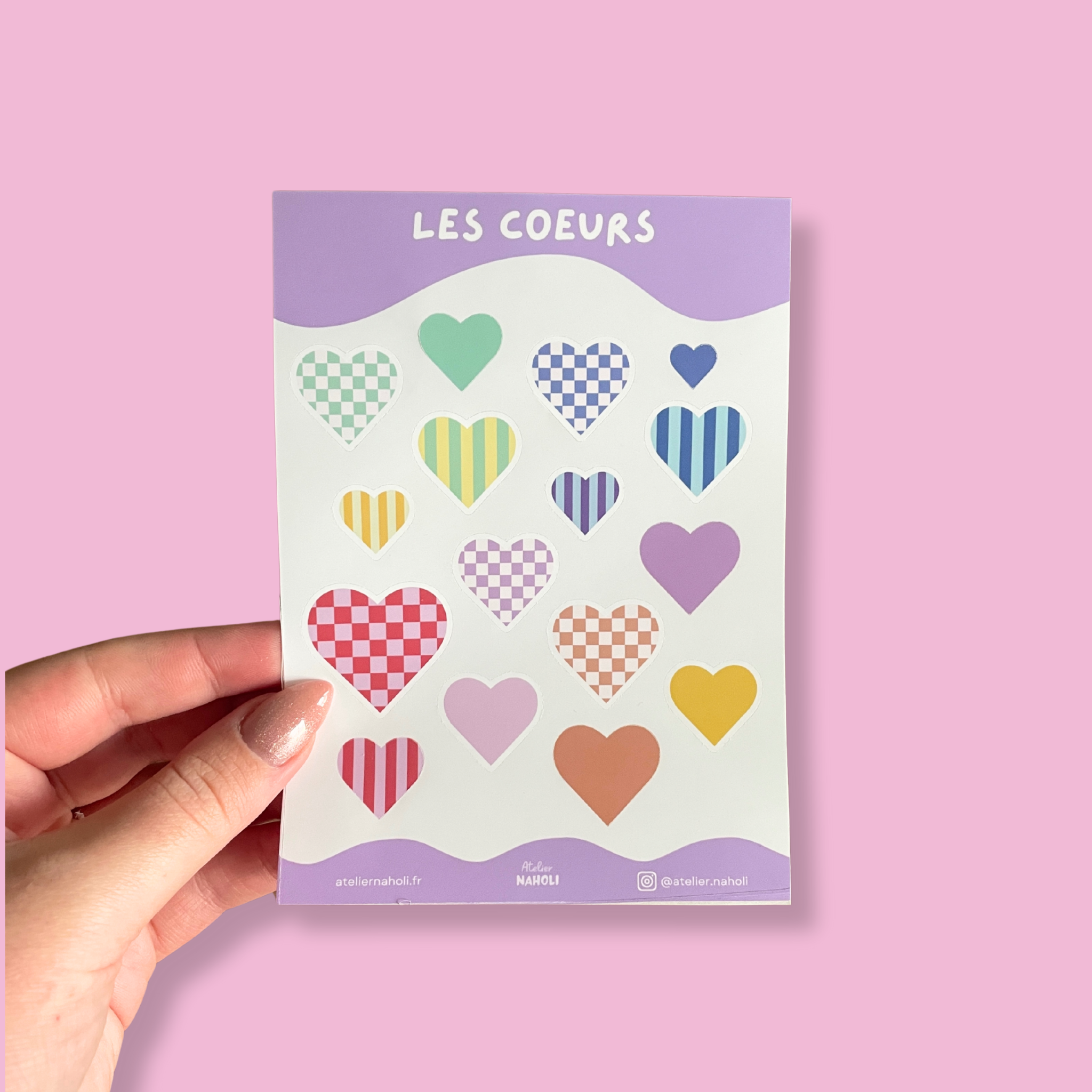 atelier-naholi-planche-de-stickers-les-coeurs-a6-16-stickers-mat image 1