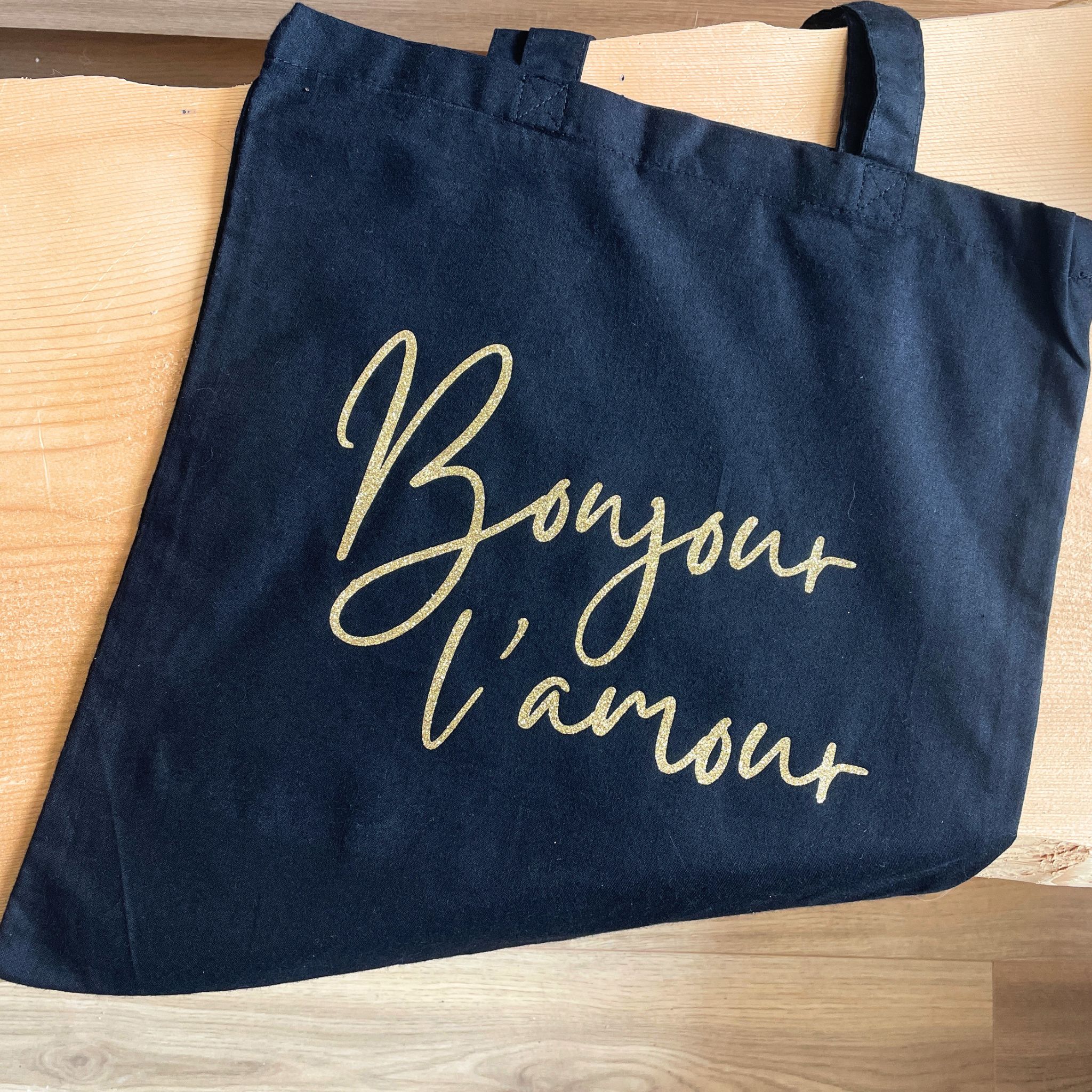 atelier-naholi-bonjour-l-amour-tote-bag-noir-dor-paillettes image 3