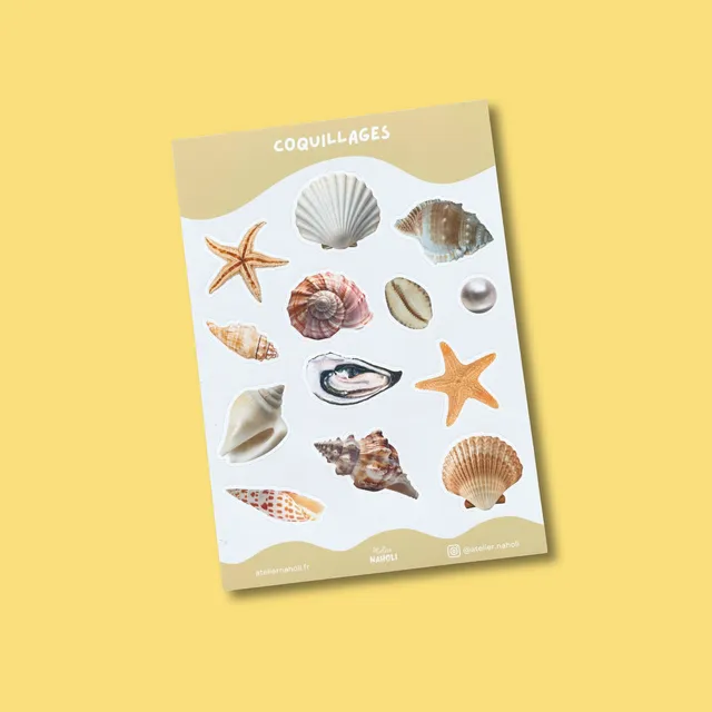 atelier-naholi-planche-de-stickers-coquillages-a6-12-stickers-photo image 1