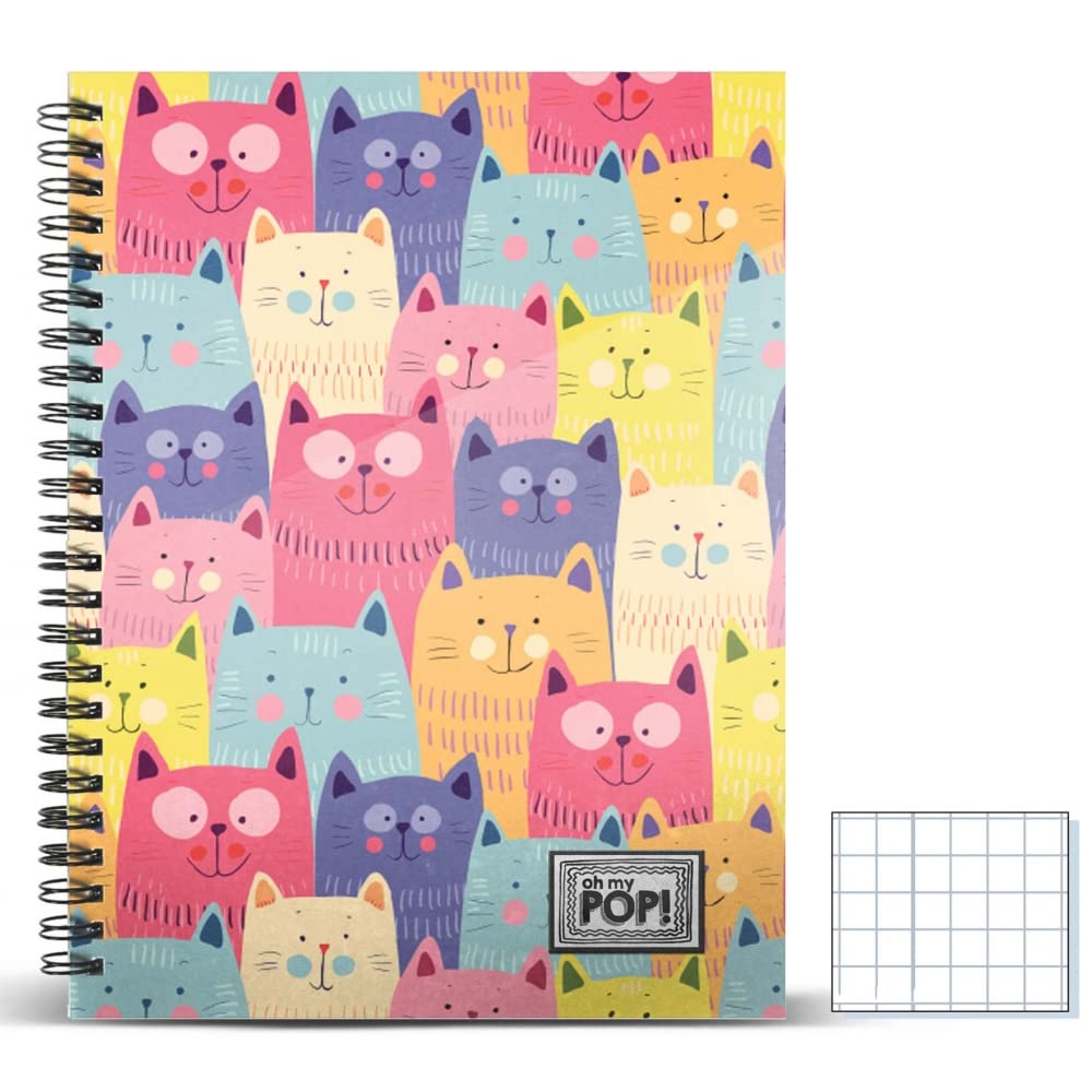 oh-my-pop-cats-cahier-a4-quadrill-120-feuilles-spirale image 1