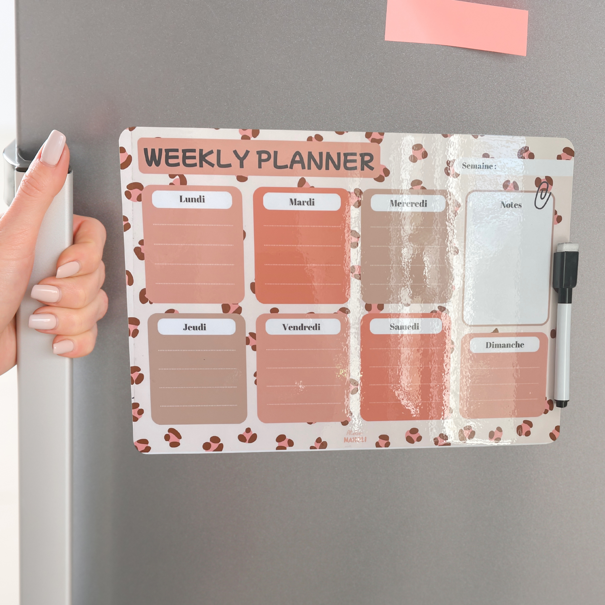 atelier-naholi-planner-magn-tique-l-opard-a4-feutre-effa-able image 2