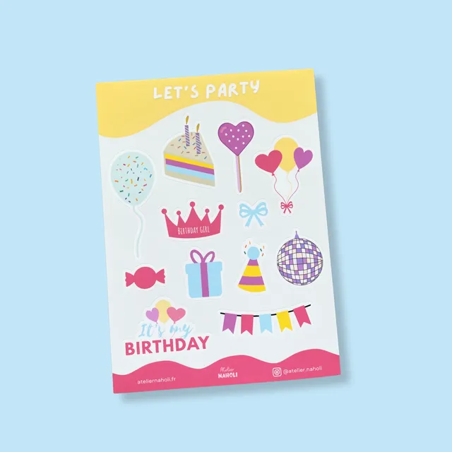 atelier-naholi-planche-de-stickers-let-s-party-a6-12-pi-ces image 1