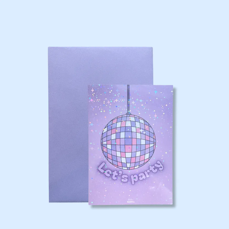 atelier-naholi-let-s-party-carte-anniversaire-boule-disco-a6 image 1