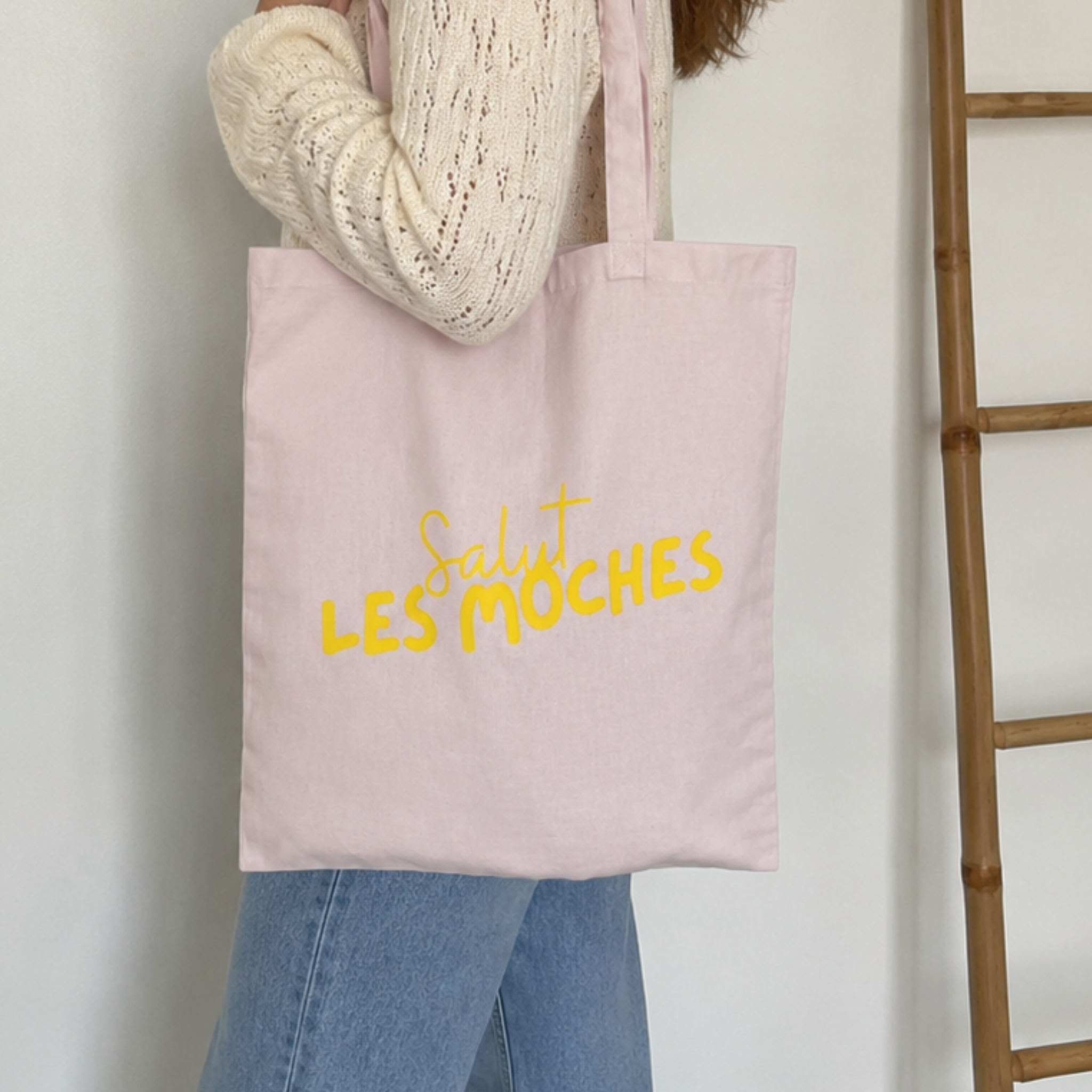 atelier-naholi-tote-bag-salut-les-moches-sac-toile-rose-clair image 2