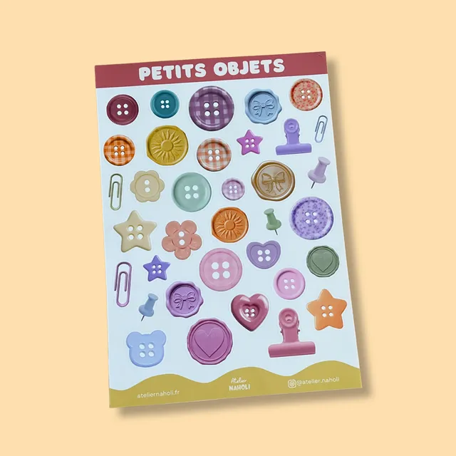 atelier-naholi-petits-objets-planche-stickers-a5-brillant image 1