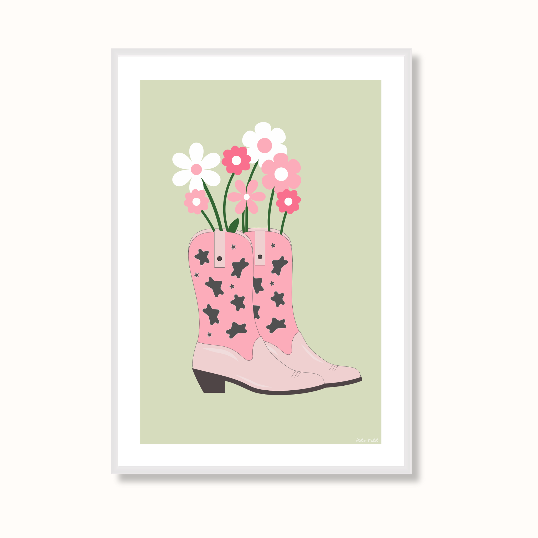atelier-naholi-santiags-bouquet-fleurs-affiche-a4-boh-me image 2