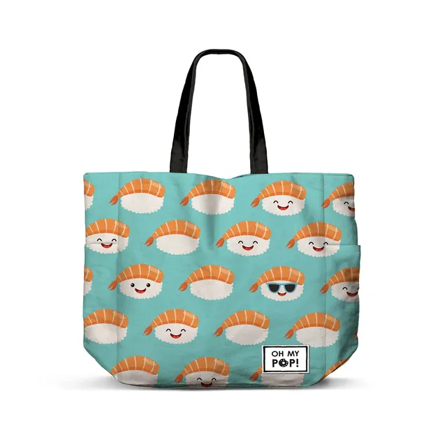 oh-my-pop-nigiri-sac-shopping-turquoise-anses-zip image 1