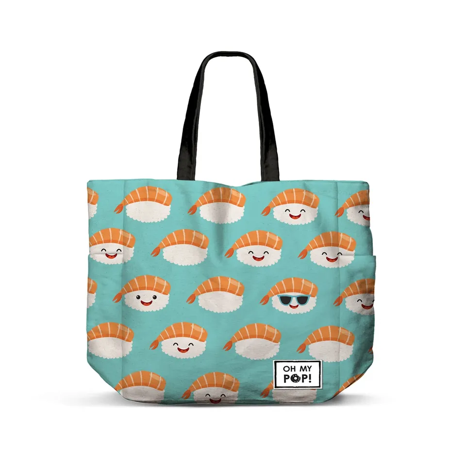 oh-my-pop-nigiri-sac-shopping-turquoise-anses-zip image 1