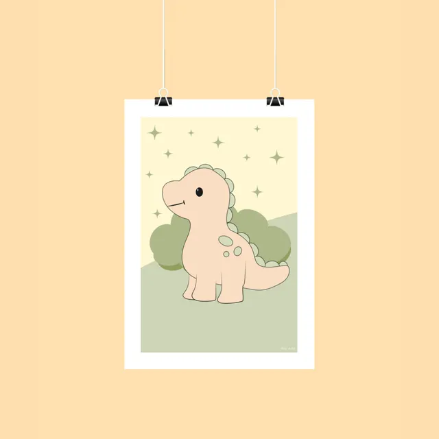 atelier-naholi-affiche-dinosaure-vert-poster-a4-a5 image 1