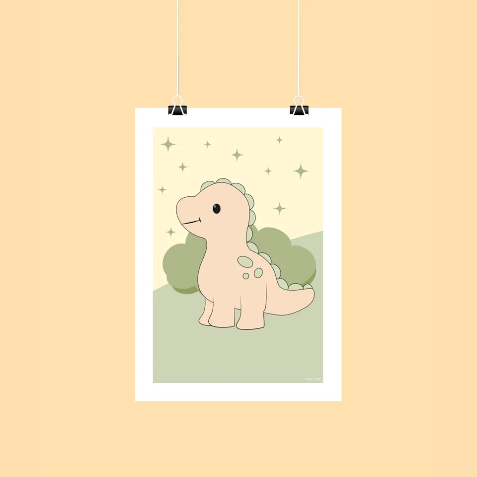 atelier-naholi-affiche-dinosaure-vert-poster-a4-a5 image 1