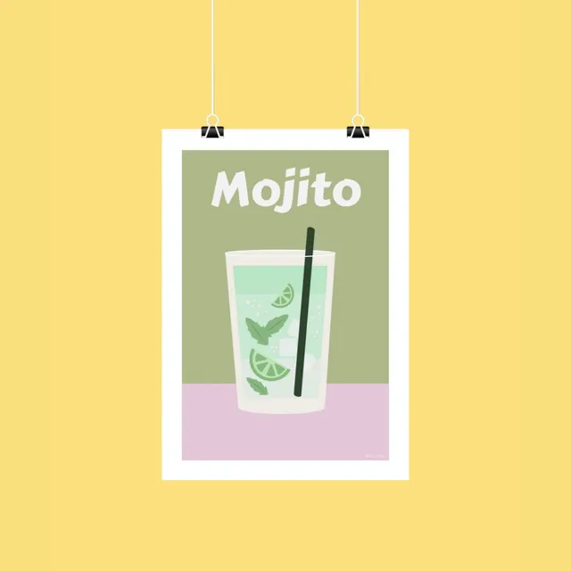 atelier-naholi-mojito-affiche-poster-a4-vert-rose-menthe image 1