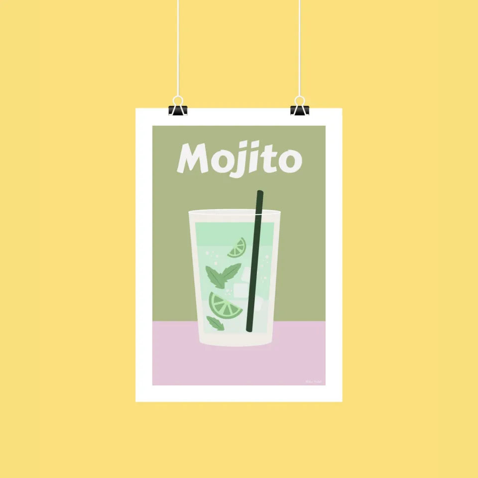 atelier-naholi-mojito-affiche-poster-a4-vert-rose-menthe image 1