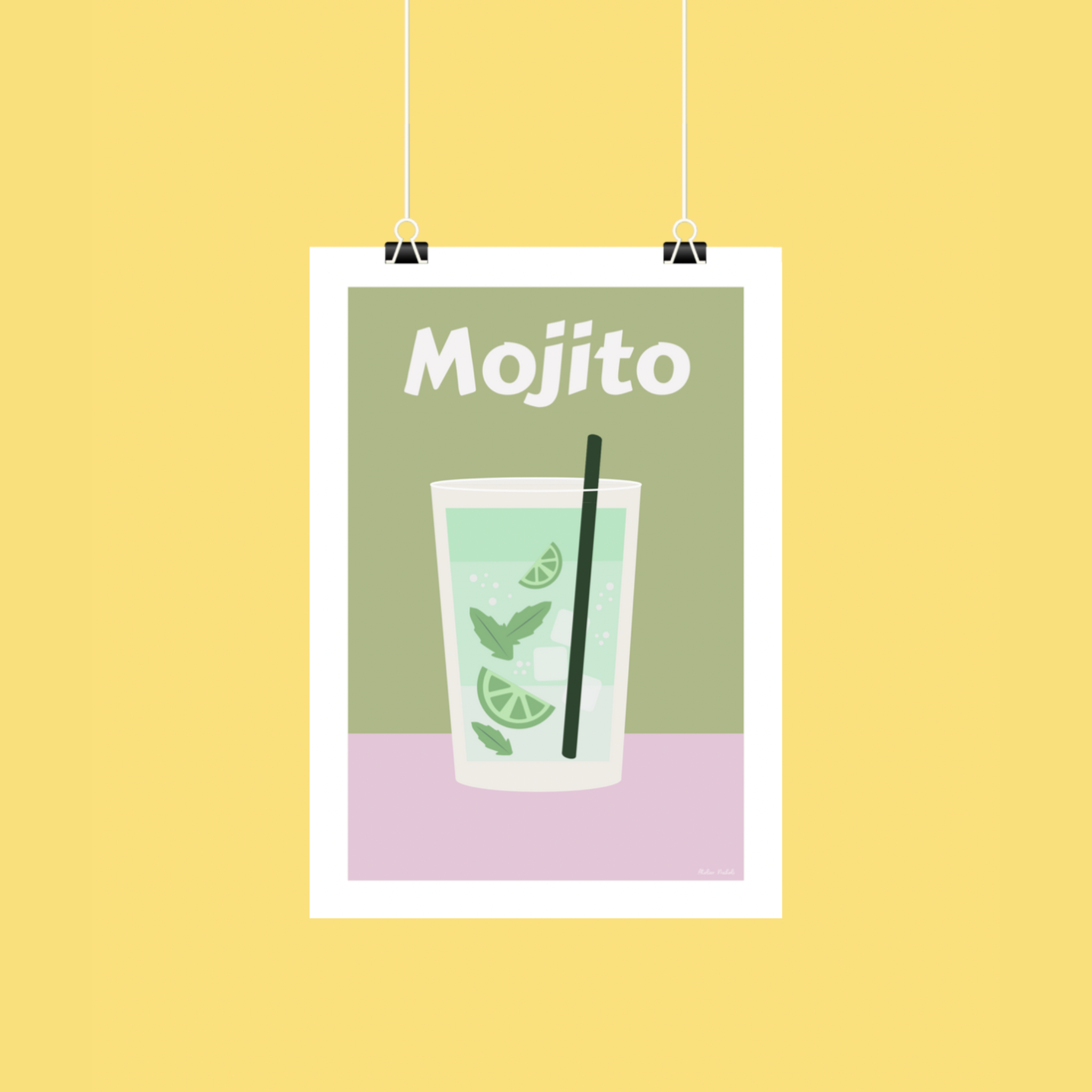 atelier-naholi-mojito-affiche-poster-a4-vert-rose-menthe image 1