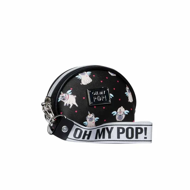 oh-my-pop-pug-porte-monnaie-ovale-noir-zipp image 1