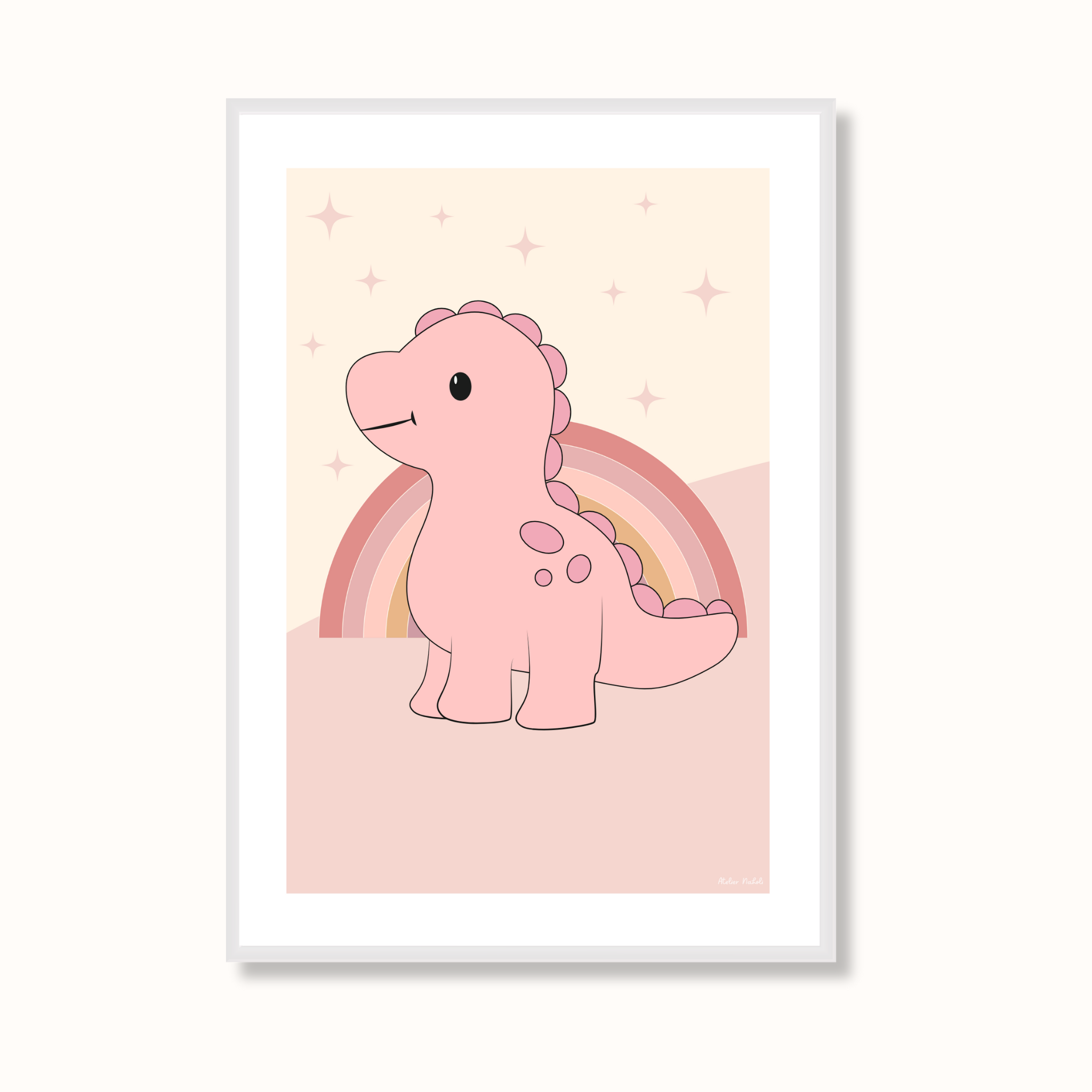 atelier-naholi-dinosaure-rose-affiche-a4-papier-mat-230g image 2