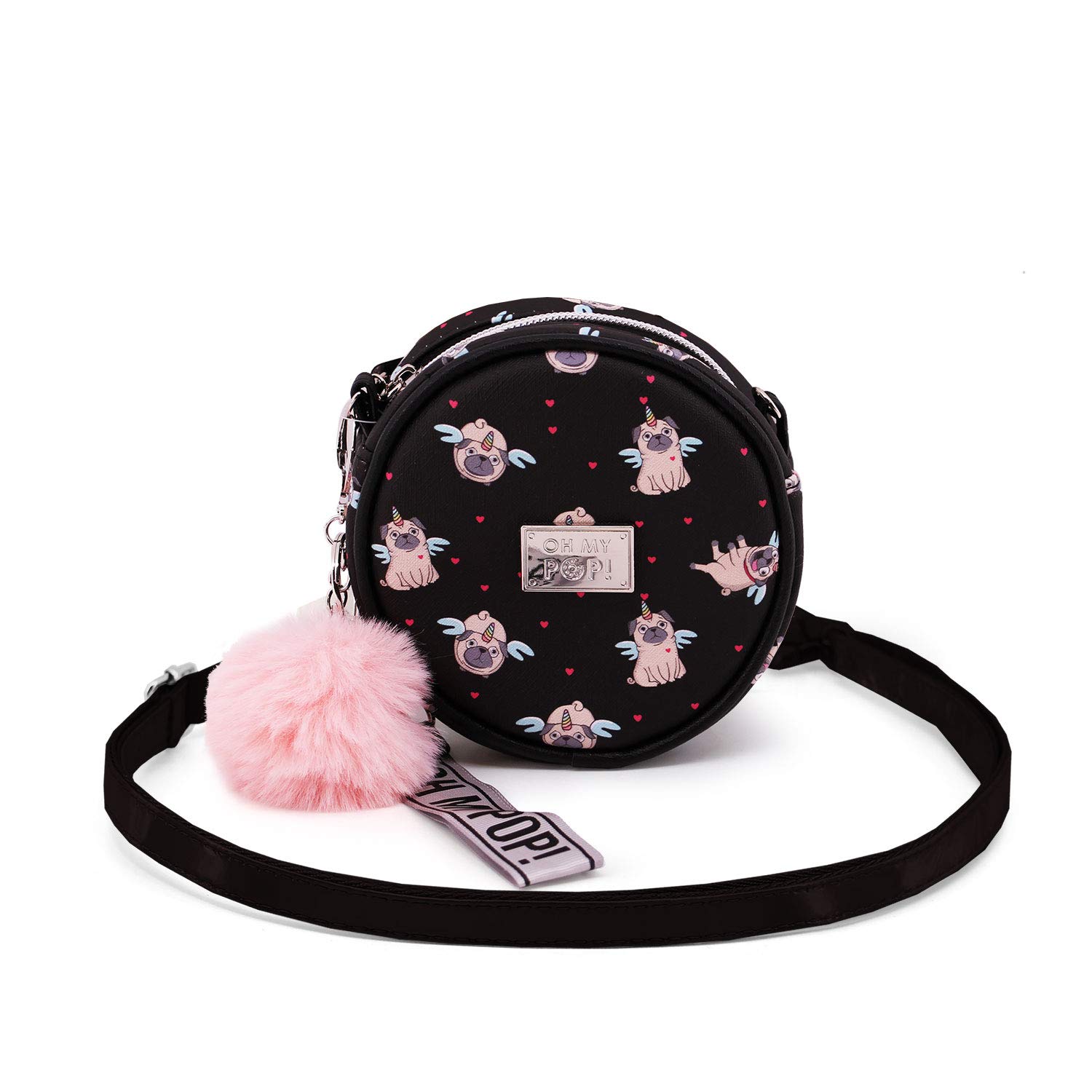 oh-my-pop-pug-petit-sac-rond-noir-bandouli-re image 2