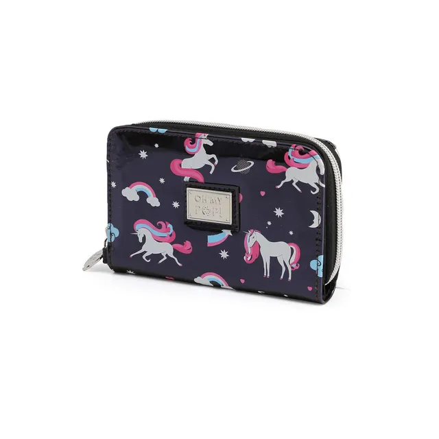 oh-my-pop-licorne-portefeuille-noir-10-x-15-5-cm-zip image 1