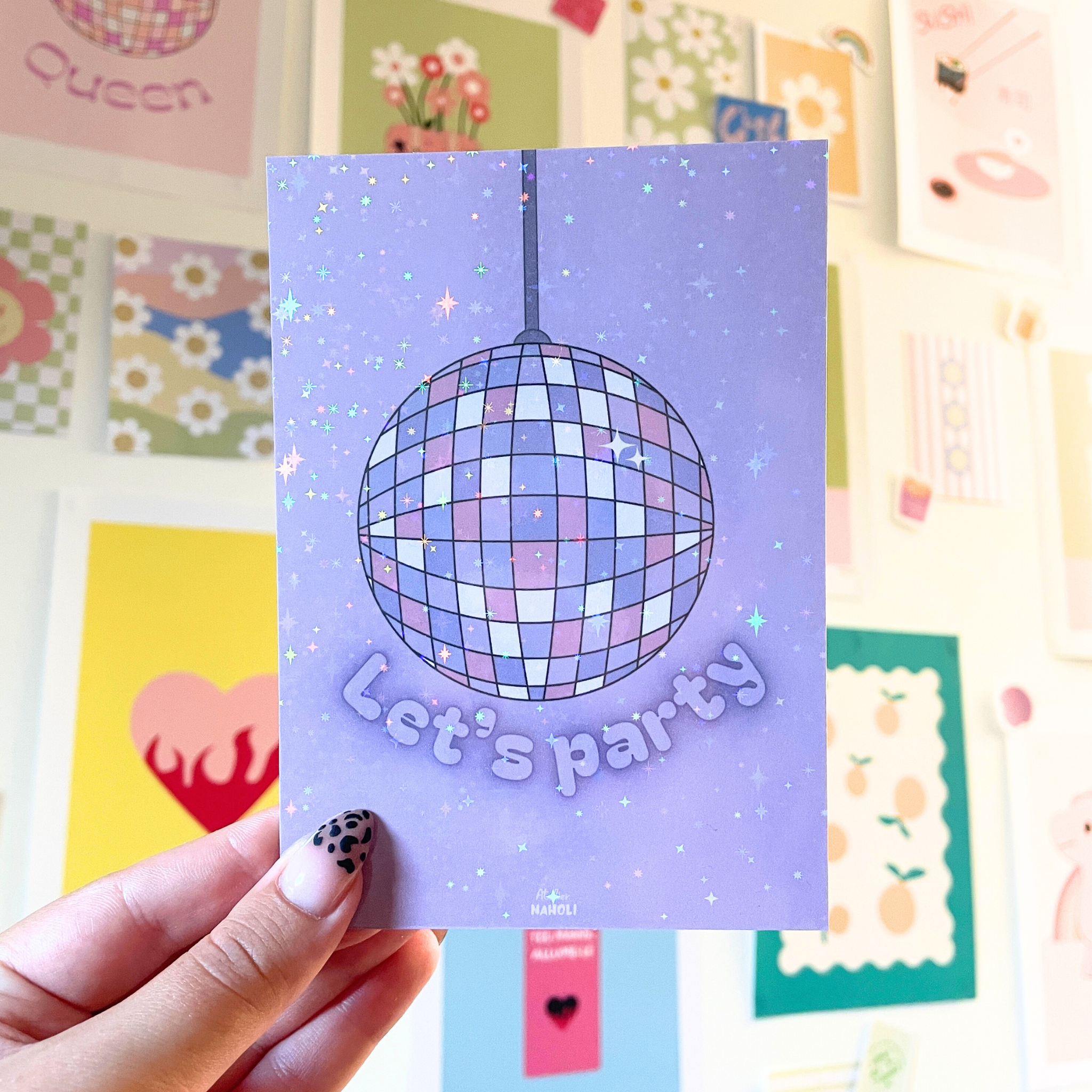 atelier-naholi-let-s-party-carte-anniversaire-boule-disco-a6 image 2